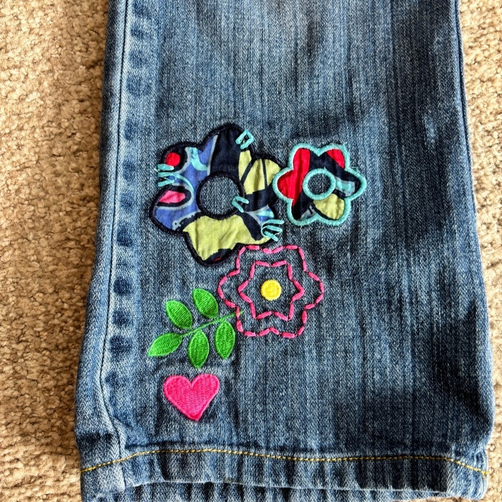 Hanna Andersson Embroidered Girls Jeans - size 140​ - Picture 2 of 10
